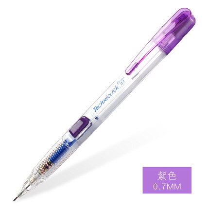3/4 stk pentel techniclick mekanisk blyant 0.5mm klassisk sidepresse automatisk japan sort/blå/grøn/pink farve: 3 stk. 0.7mm s