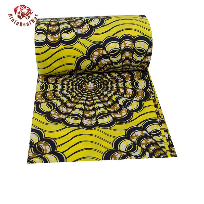 algodón encerado de estilo africano tela círculo flor patrón algodón tela Africana tela Material 6 yardas 24FS1360