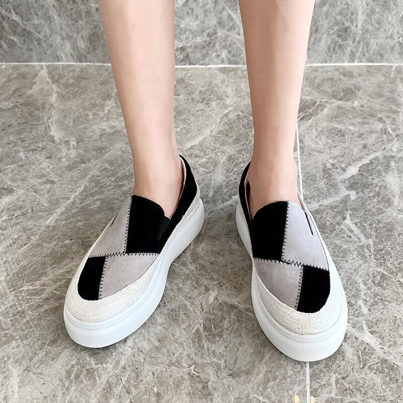 Ronde neus dames loafers schoenen instappers klompen platform gemengde kleuren damesschoenen herfst dames all-match casual