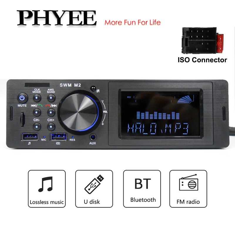 Car Radio Bluetooth 1 Din Audio MP3 Player Handsfree A2DP USB Charging TF AUX 3 Inch VA Screen Stereo System Head Unit PHYEE M2