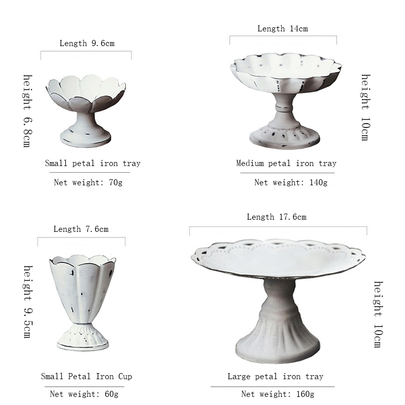 Cake Tools Small Cake Tray Candy Snack Fruit Plate Literary Wedding Cake Display Furnishing Frosted Iron Plate