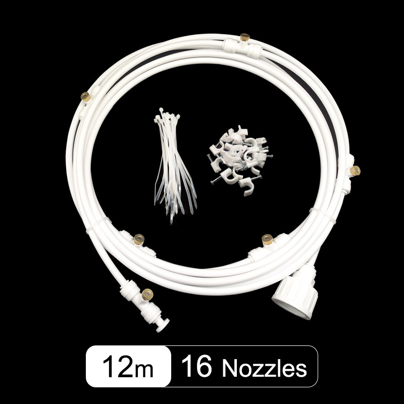 Portable Indoor Garden Water Spray Kit Outdoor Garden Misting System Fog Garden Irrigation For Greenhouse Humidification: White12 meter