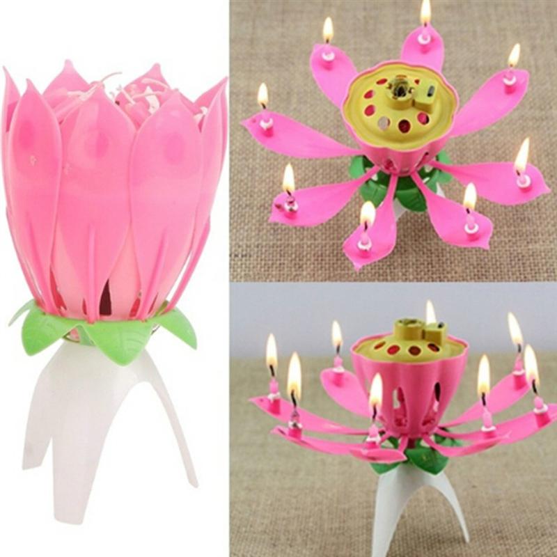 Lotus Verjaardag Kaars Met Muziek Draaiende Kaars Met Gelukkige Verjaardag Lied