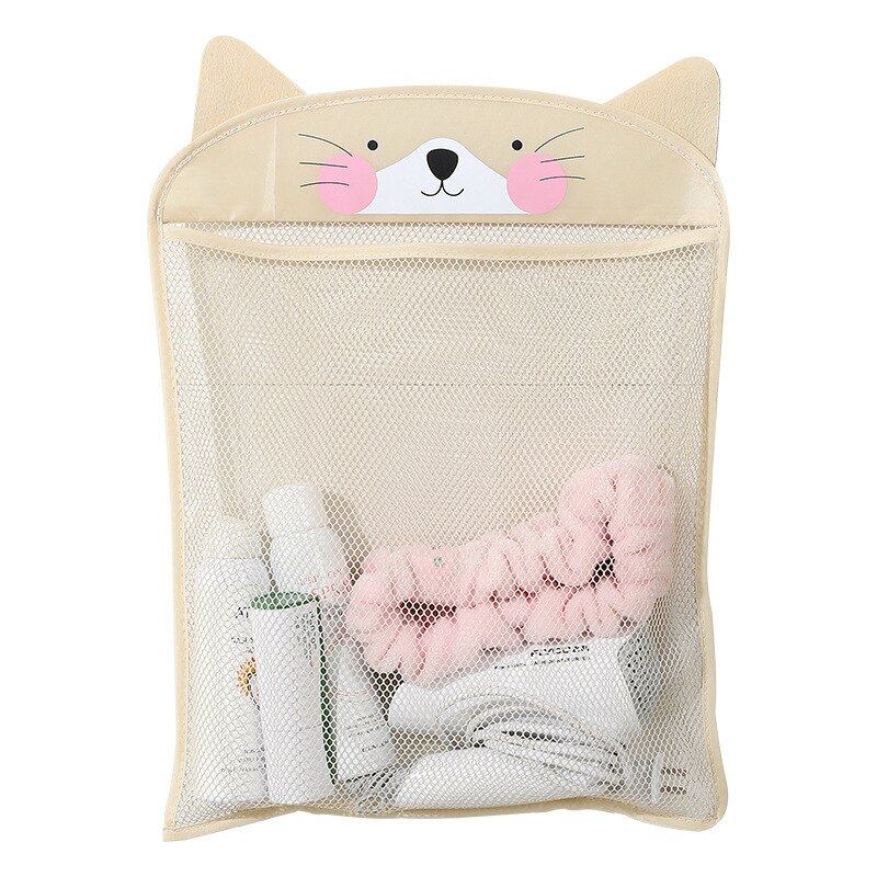 Søde væghængende opbevaringspose mesh netto opbevaring hængende kurv baby shower legetøjsholder badeværelse shampoo arrangør container