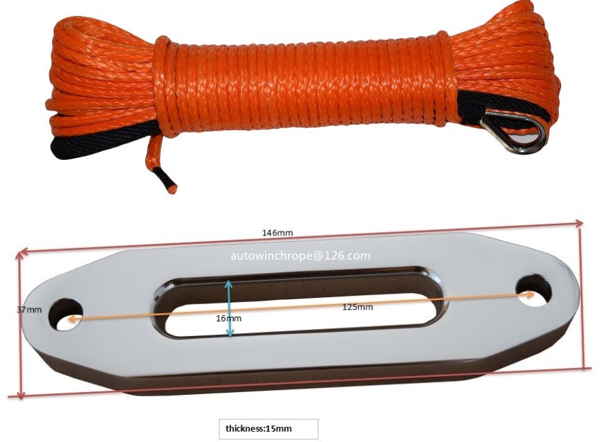 5mm*15m oranje synthetische lierkabels, voeg 4000 lbs kluisgeleider, atv-lierkabel en off-road kabel toe