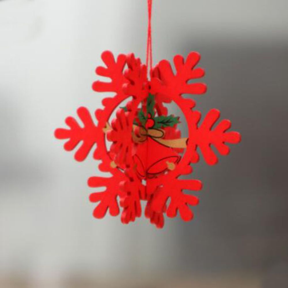 Diy røde jule snefnug & stjerne & træ træ vedhæng ornamenter hjem jul fest juletræ børn dekorationer: -en