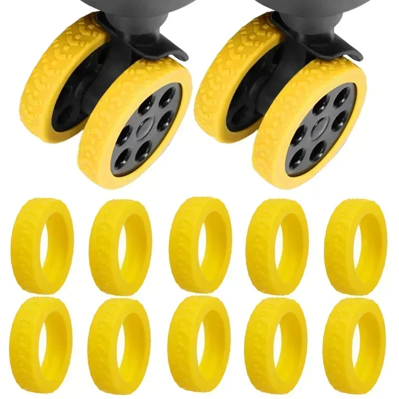 Luggage Wheels Protector Silicone Wheels Caster Shoe Trolley Case Reduce Noise Silent Caster Sleeve Luggage Suitcase Accessories: M / Yellow