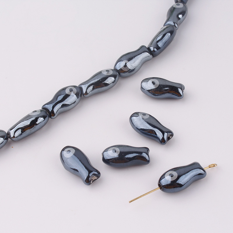 Abalorios de peces pequeños Retro, 10 piezas, espaciador de cerámica, cuentas sueltas para la fabricación de joyas, accesorios de pulsera DIY: Azul