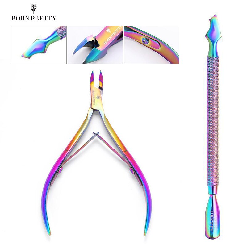 BORN PRETTY Cuticle Nippers Nail Art Scissors Cuticle Clippers Trimmer Dead Skin Remover Stainless Steel Cutters Nails Tool: 2PCS Set 2