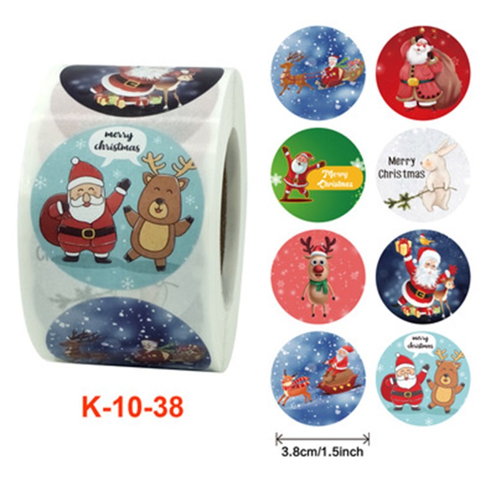 Roll Christmas Sticker Lable With Santa Cartoon Character Envelope Seal Copper Decoration Sticker