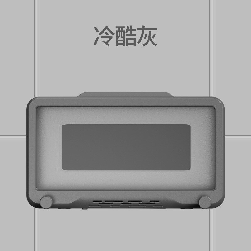 Telefonholder badeværelse vandtæt hjem væg til iphone cover stand selvklæbende touch screen telefon shell bruser forsegling opbevaring: Grå