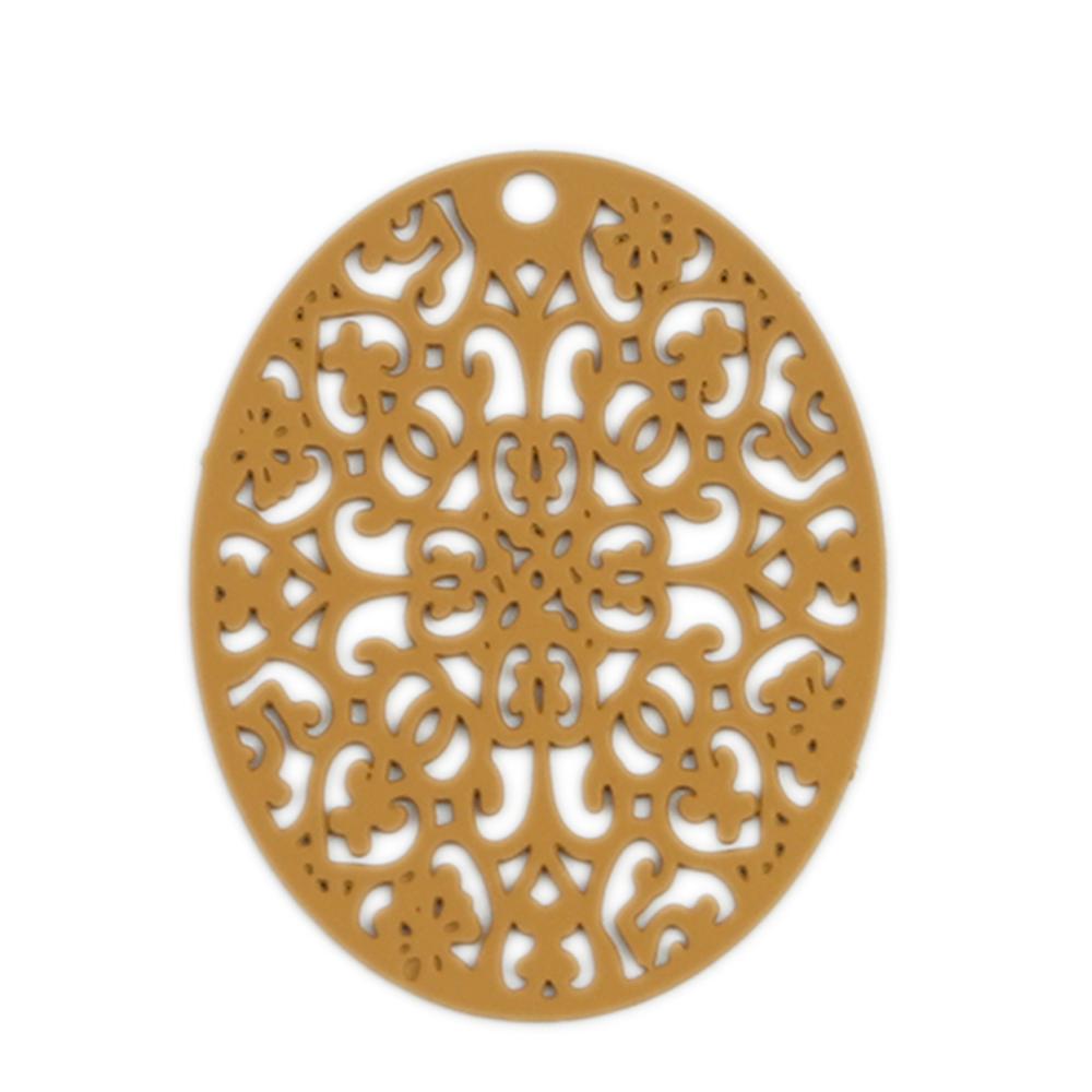DoreenBeads-colgantes de filigrana de cobre a la , dijes ovalados de colores del ejército, accesorios de joyería DIY, 3,1 cm x 2,4 cm, 10 Uds.