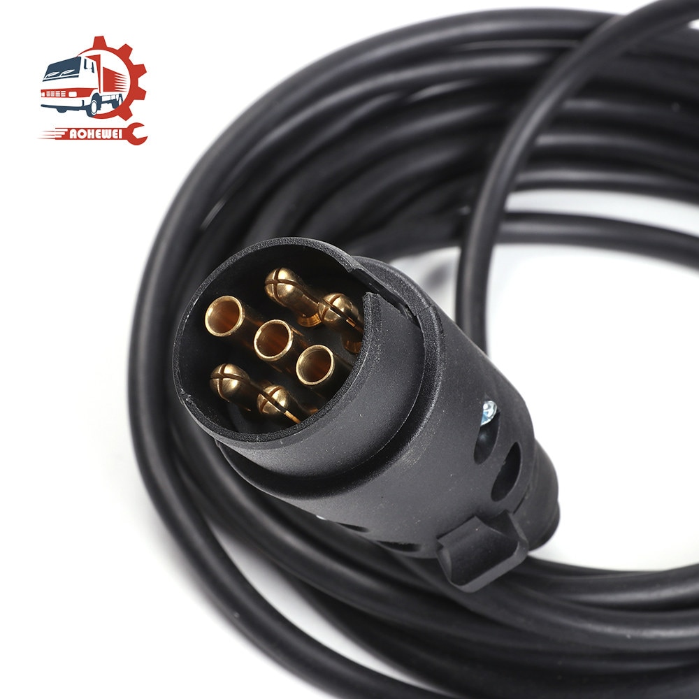 AOHEWEI 7 Pin Trailer Connectors 2x Truck Plug 6 Metre Extension Lead Cable Couplings Socket Adapter Towbar Towing for Caravan