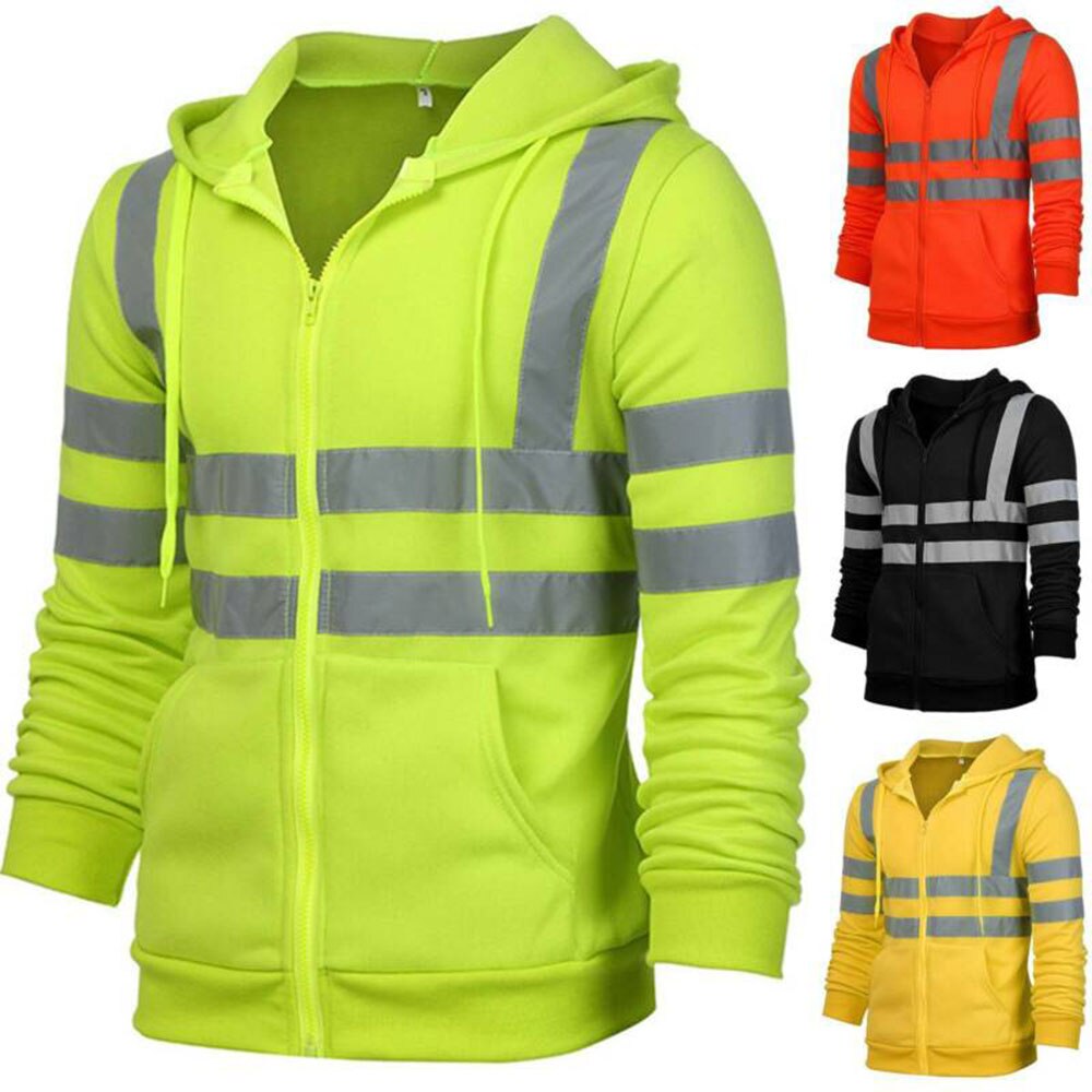Reflecterende Hoodie Mannen, Werkkleding Reflectie Sweatshirt, Fietsen Veiligheid Jas, Hoge Zichtbaarheid Doek, Veilig Running