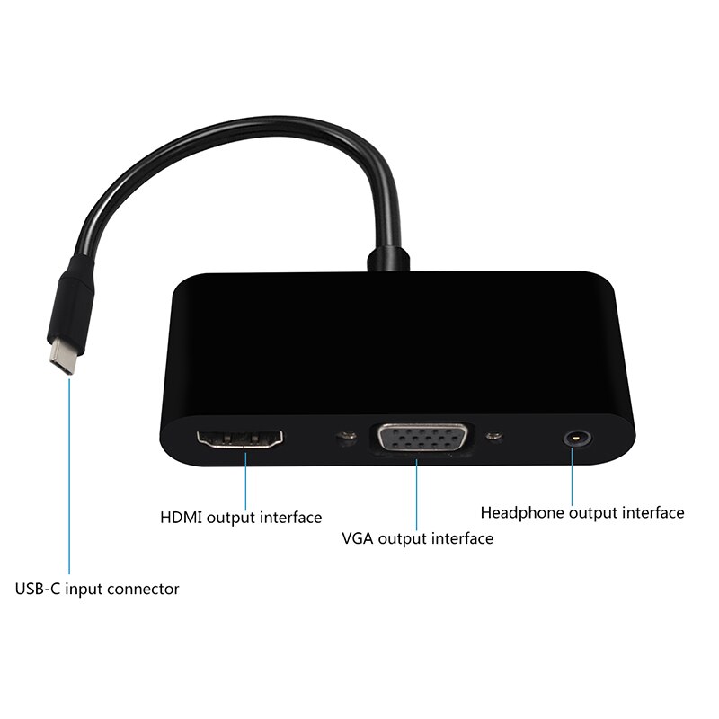 USB-C HDMI VGA adaptador de tipo C a 4K HDMI Thunderbolt 3 para Samsung Galaxy S8 Huawei Mate 10 para Xiaomi aire USB-C HDMI