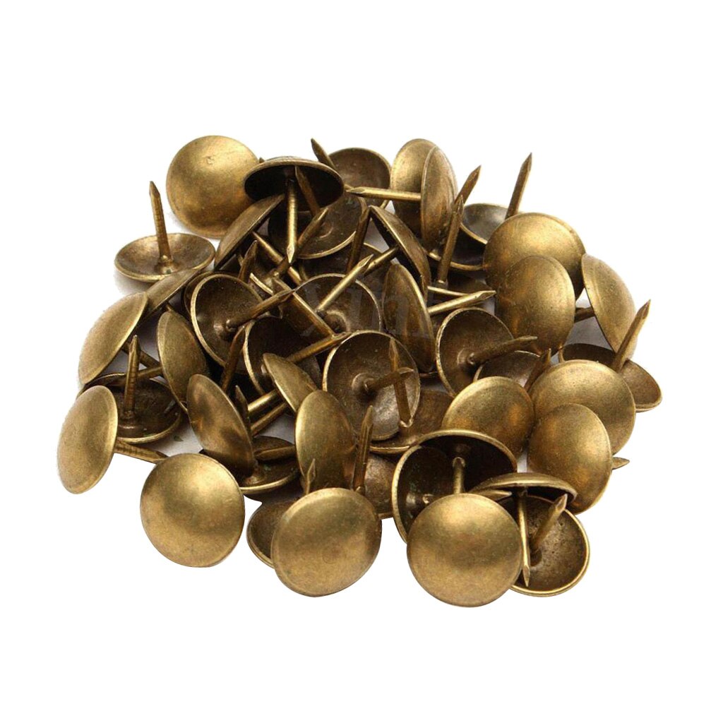 Tachuelas de tapicería antiguas para decoración de muebles, alfileres de bronce para dibujo, tachuelas para pulgar, paquete de 100