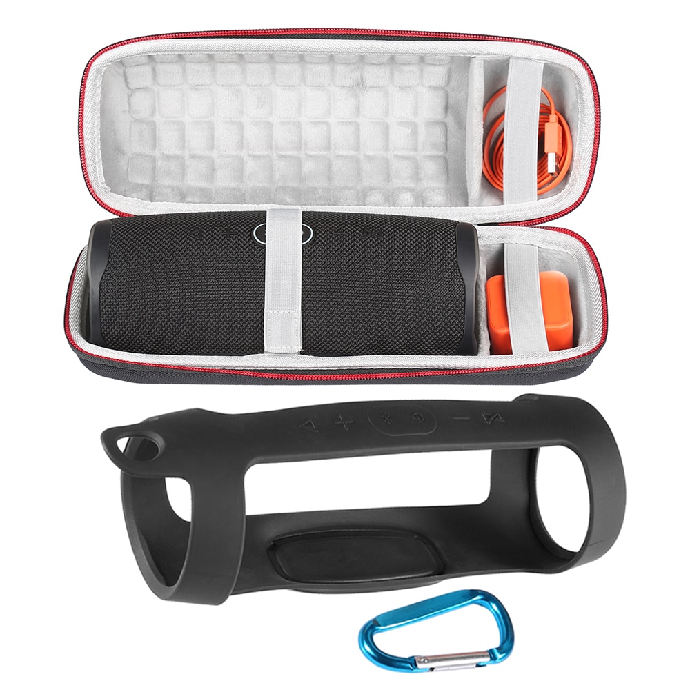 2 in 1 eva högtalare hård dragkedja förvaringsbox väska + mjukt silikonfodral för jbl charge 4 bluetooth högtalare för jbl charge 4 fodral