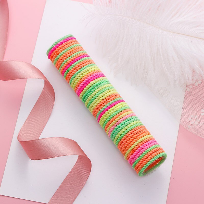 50/ensemble Filles En Nylon Coloré Petites Bandes De Cheveux Élastiques Enfants Élastique Pour Queue De Cheval Scrunchie Bandeau Enfants Accessoires De Cheveux: I