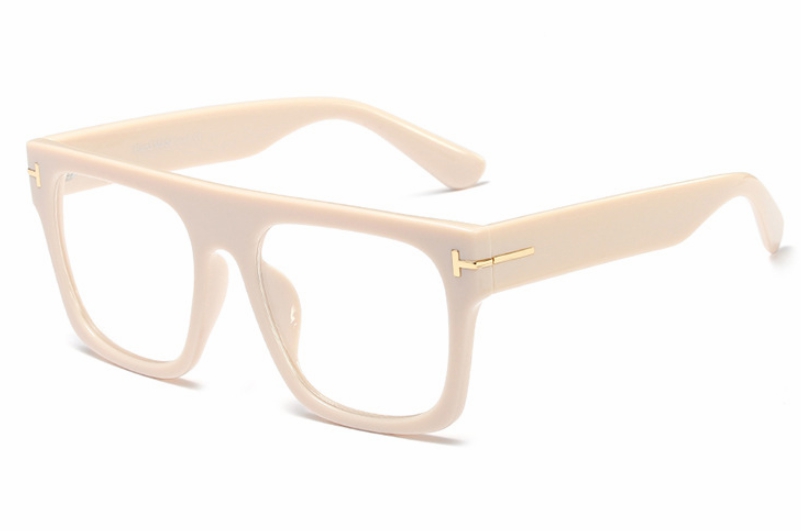 45718 Retro Square Glasses Frames Men Women Trending Styles Optical Computer Glasses: C3 beige pink