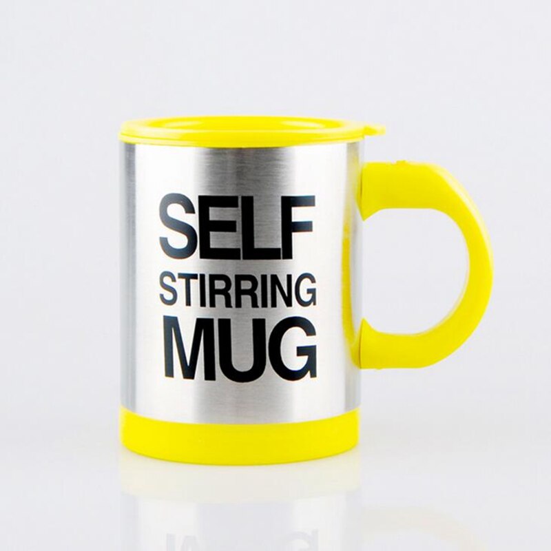 Caneca automática isolada dupla 400ml, agitadora de leite de café, caneca térmica de aço inoxidável, xícara inteligente com isol: yellow