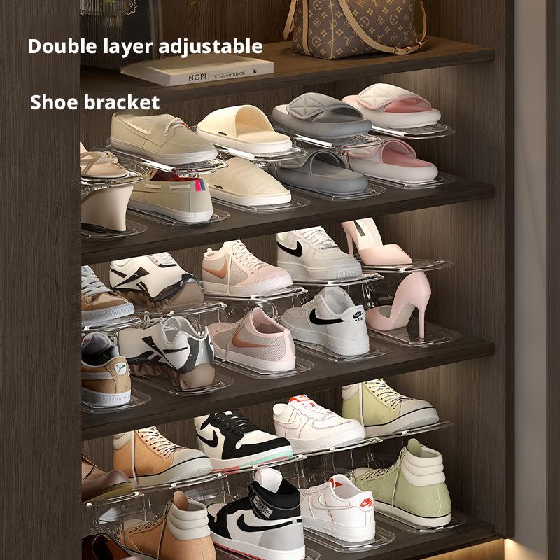 Skohylleorganisatorskap justerbart dobbeltlags skohylle oppbevaringsorganizer skap skostablere organisering skoeske