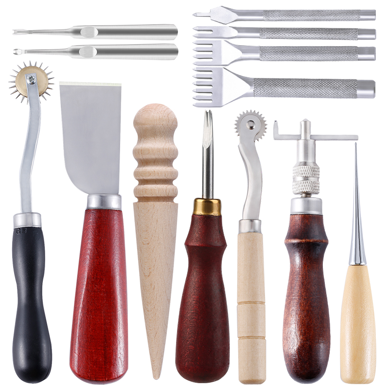 IMZAY-máquina de coser Manual de cuero, Kit de herramientas de costura de cuero con costura rápida, juego de accesorios de herramientas de ranurado de perforación de artesanía de cuero