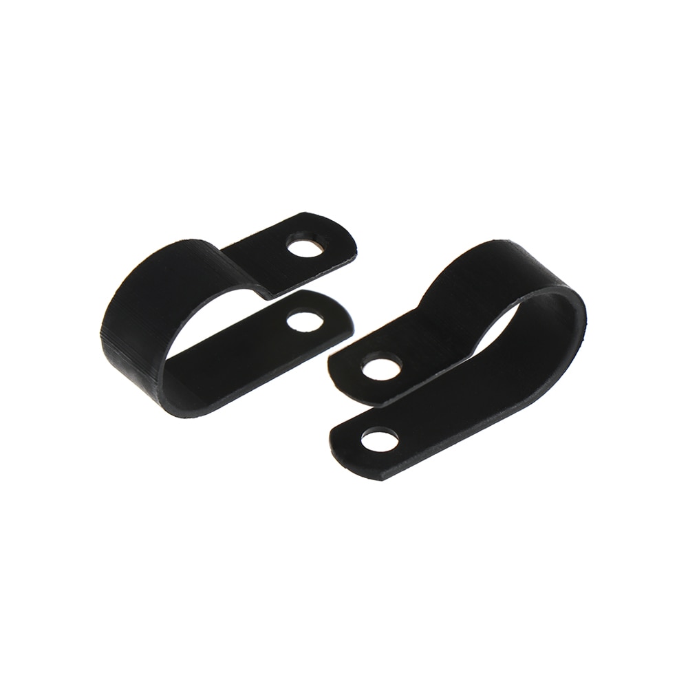 100 stk/parti plastik p-clips sorte slangefastgørelser kabel holdbare r-type nylon kabel klemme montering fix hardware elektriske fittings