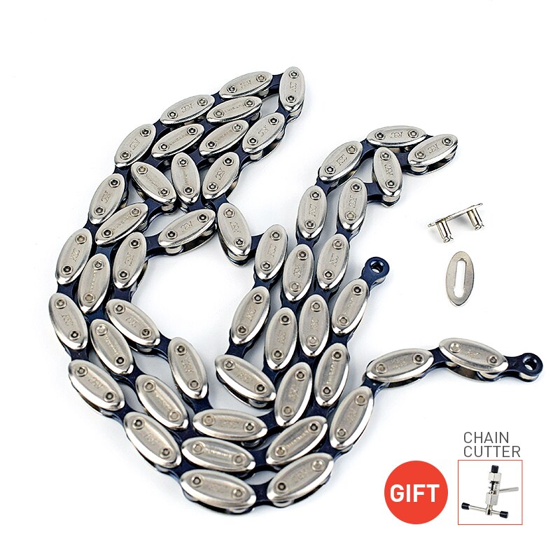 FSC 6/7/8/9/10/11 Speed Bicycle Chain 116 Links Ultralight Carbon Steel MTB Mountain Road Bike Chain Half Hollow Bicycle Chain: Single speed