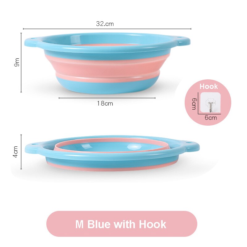 Bærbar sammenklappelig håndvask håndvask husholdning ren skål lille mellemstore størrelse pp badeværelse håndvask rejser camping skål: M blå