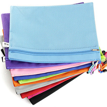 Sac à fermeture éclair porte document rose bleu vert, sac enveloppe pour fichier papier a4/8.5x11, pochette en toile pour papeterie de bureau