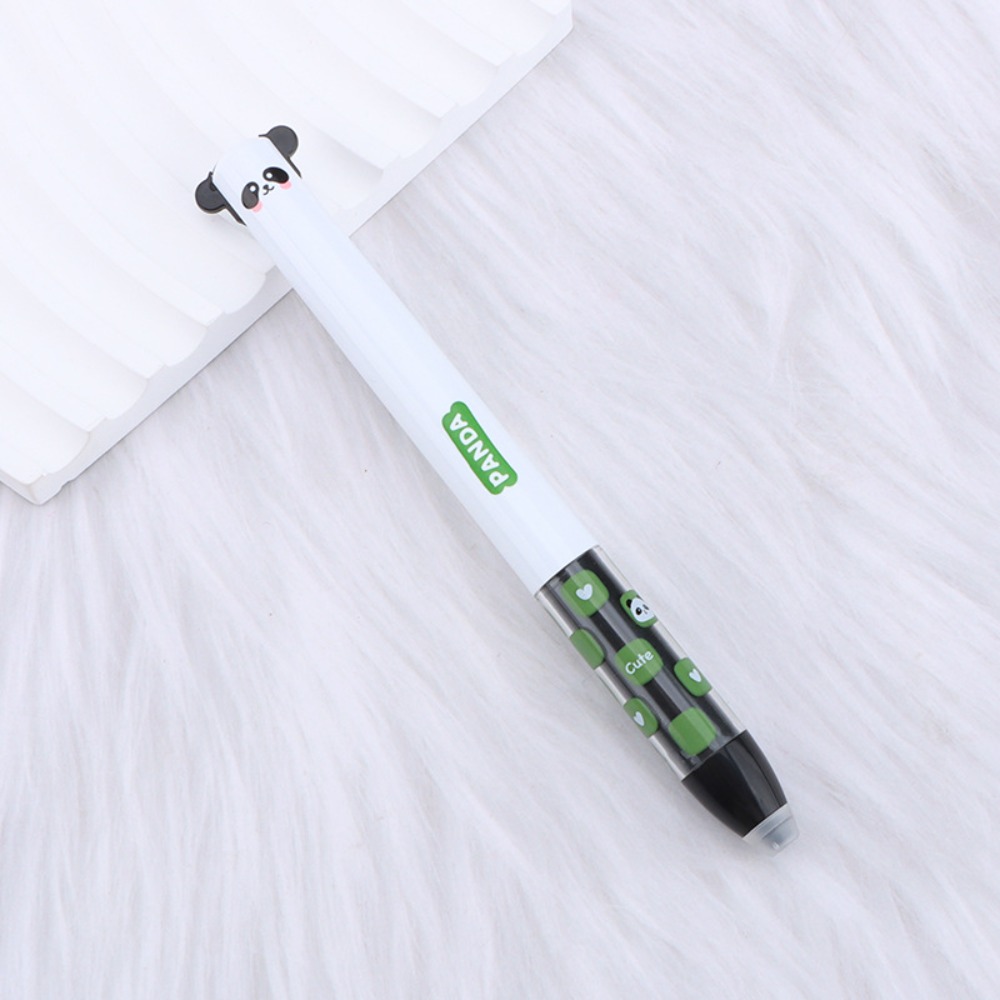 Cartoon Erasable Ballpoint Pen Animal Quick-drying Neutral Pen Double Ink Color Signature Pens Stationery: Yellow