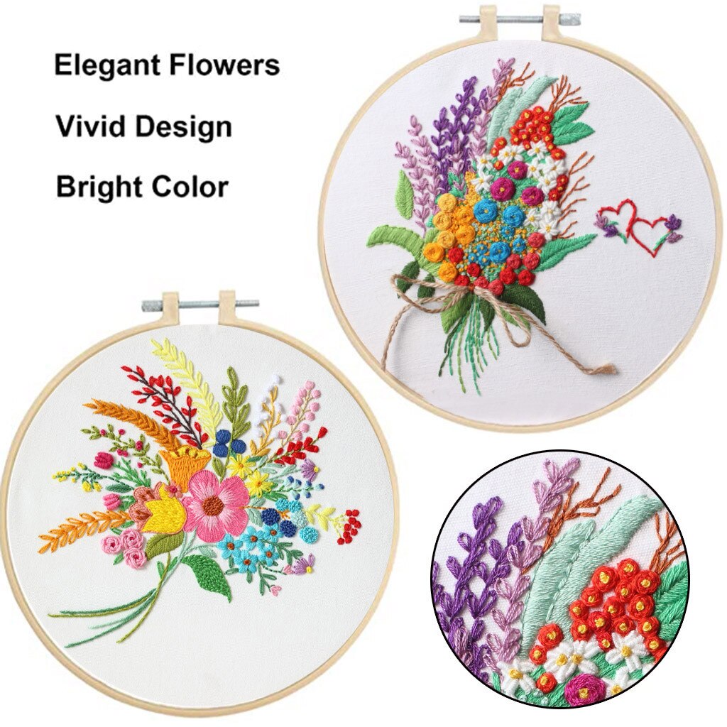 Spring flower pattern Embroidery Cross Stitch Kit Set for Beginners-Handmade Embroidery DIY Craft Handwork Needlework Decoration