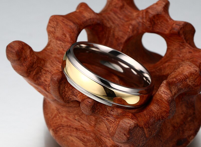 Vnox Titanio Anelli per le Donne Monili di Cerimonia Nuziale Elegante Oro-colore Puro Titanio non Allergiche