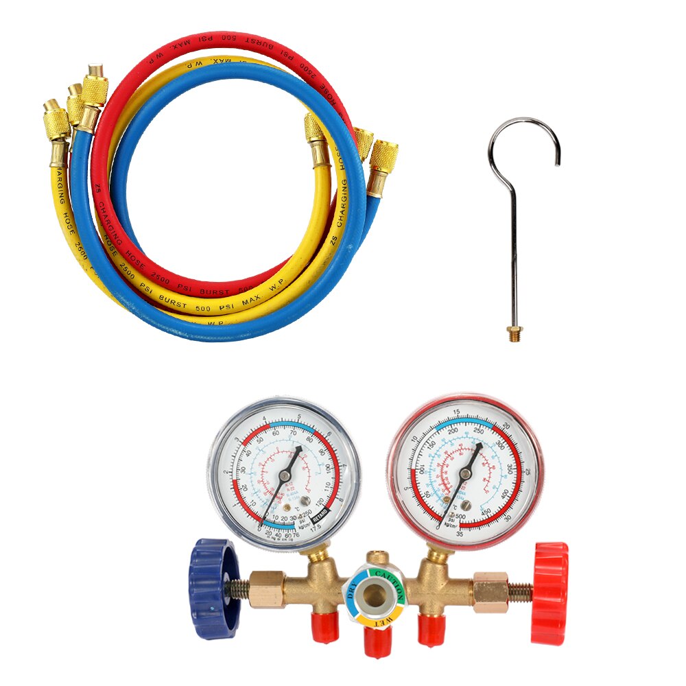 CT-536 Refrigerant Manifold Gauge Set Air Conditioning Tools with Hose and Hook for R12 R22 R404A R134A