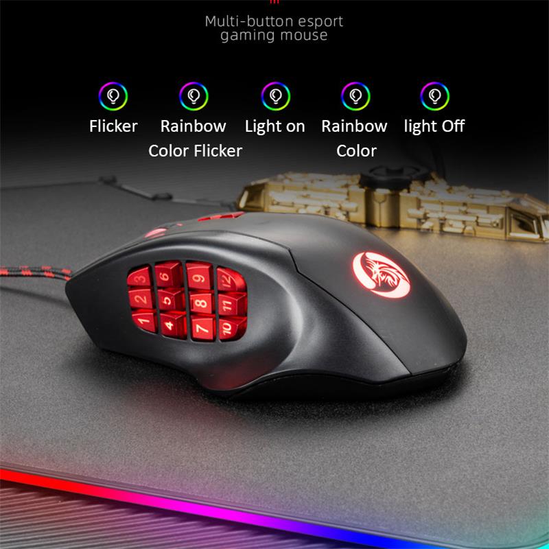 Mouse per Computer Gamer Mouse da gioco ergonomico gioco cablato USB Mause Mouse silenziosi da 5500 DPI con retroilluminazione a LED pulsante 17 per PC portatile