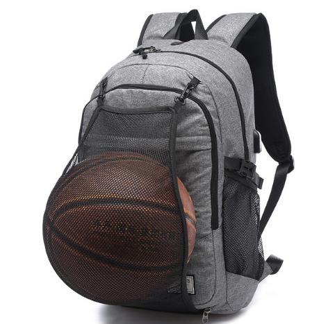 Sport Laptop Rugzak Schooltas Voor Tiener Jongens Voetbal Pack Bag Gym Tassen Mannelijke Met Voetbal Basketbal Netto Rugzak: Light Grey