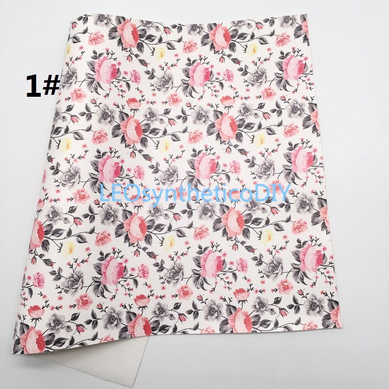 1 Pc 21X29CM Bloemen Gedrukt Faux Leer Stof, Synthetisch Leer Stof Lakens, Leer Voor Maken Bows Leosyntheticodiy T413: 1