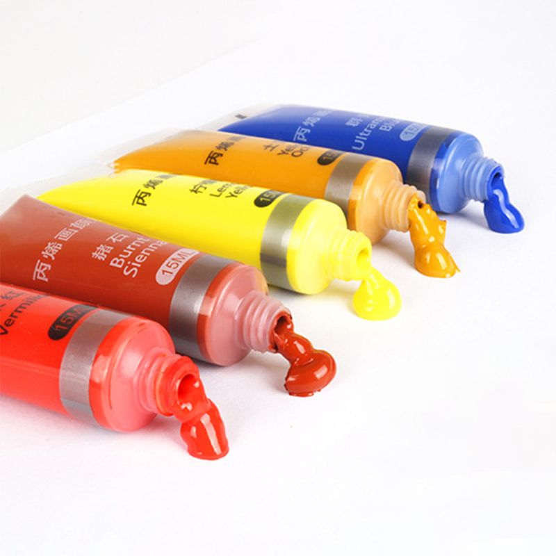 12/24 Colors Acrylic Paints 15ml Tubes Drawing Painting Pigment Hand-painted Wall Paint for Artist DIY