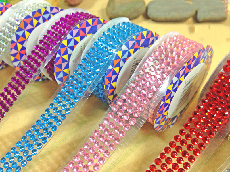 Kristal kleurrijke acryl zelfklevende strass steentjes sticker tape knutsel glitter edelsteen diy stickers voor scrapbooking kunst decoratie
