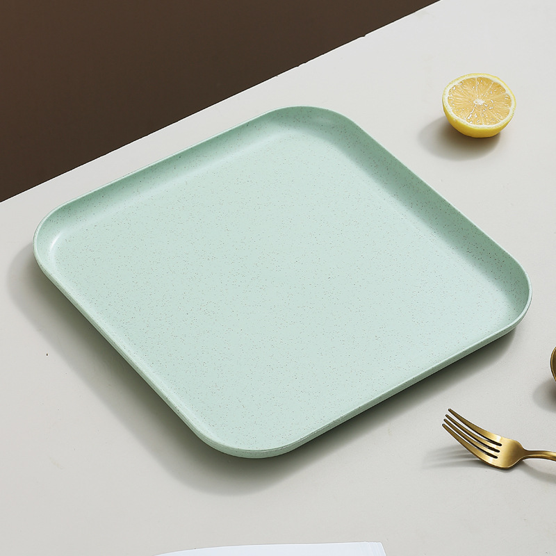 Inyahome Set of 1/4/10 Wheat Straw Square Dinner Dish Snack Dessert Plates for Vegetable Fruit Cake Bread Serving Plate Tray: grey / 10.5 inches