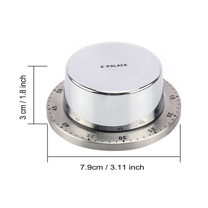 Stainless Steel Kitchen Timer with Magnetic Base Manual Mechanical Cooking Timer Countdown Reminder Kitchen Gadgets