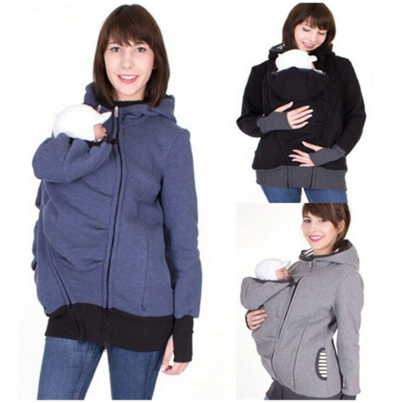 Vrouwen Moederschap Uitloper Baby Pouch Carrier Verpleging Hoodie Kangoeroe Rits Voor Zwangerschap Jas Vrouwen Borstvoeding Hooded Tops