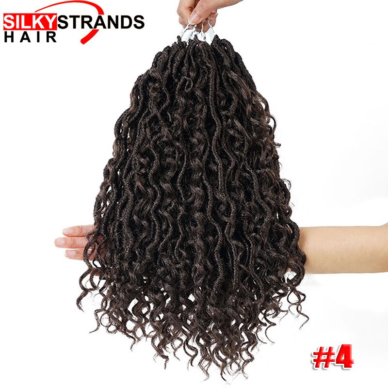 Afro Synthetic Curly Twist Hair Ombre Goddess Locs Crochet Hair Extensions Locks Crochet Braids For Black Women 24 Strands: #4