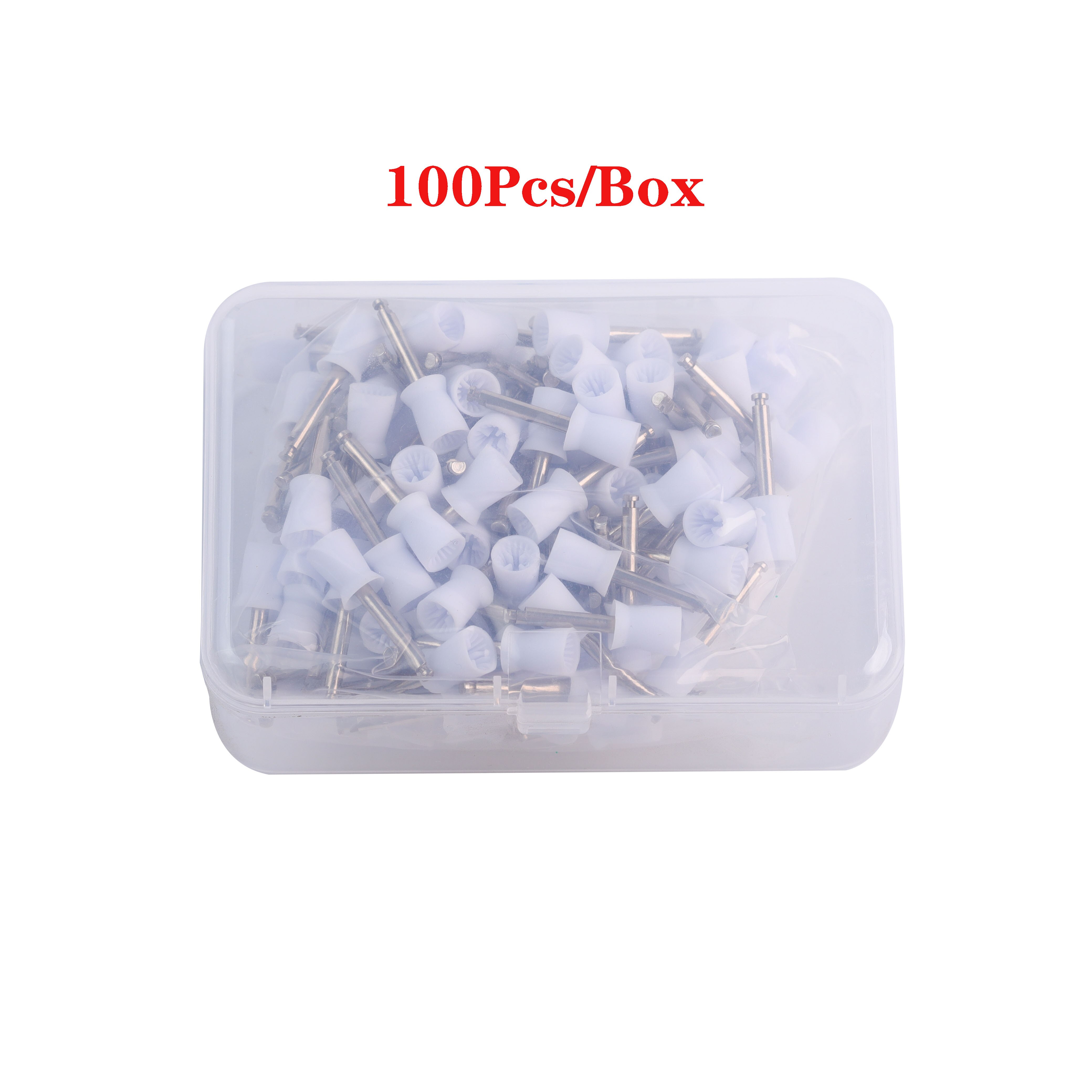 Dental Polishing Cup Latch Type Rubber Prophy Tooth Polish Cups Polishing Brush For Low Speed Handpiece 100/144Pcs Dentist Tools: 100Pcs White