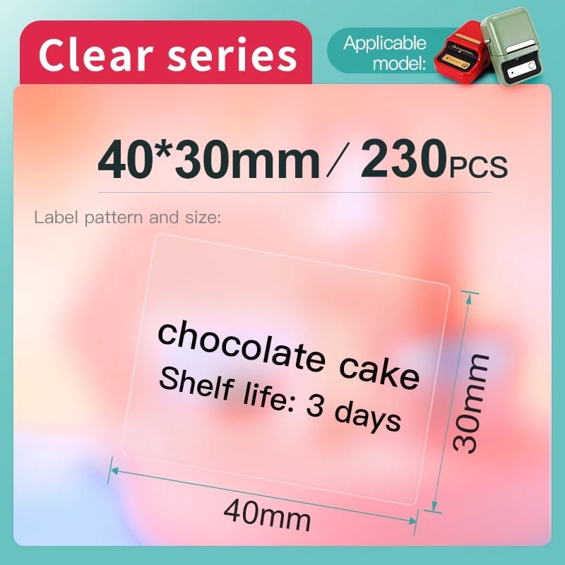 Niimbot Transparent Self-adhesive Label Paper For Mini Portable Thermal Printer Round Sticker For B1 B21 Niimbot Paper Labels: Red