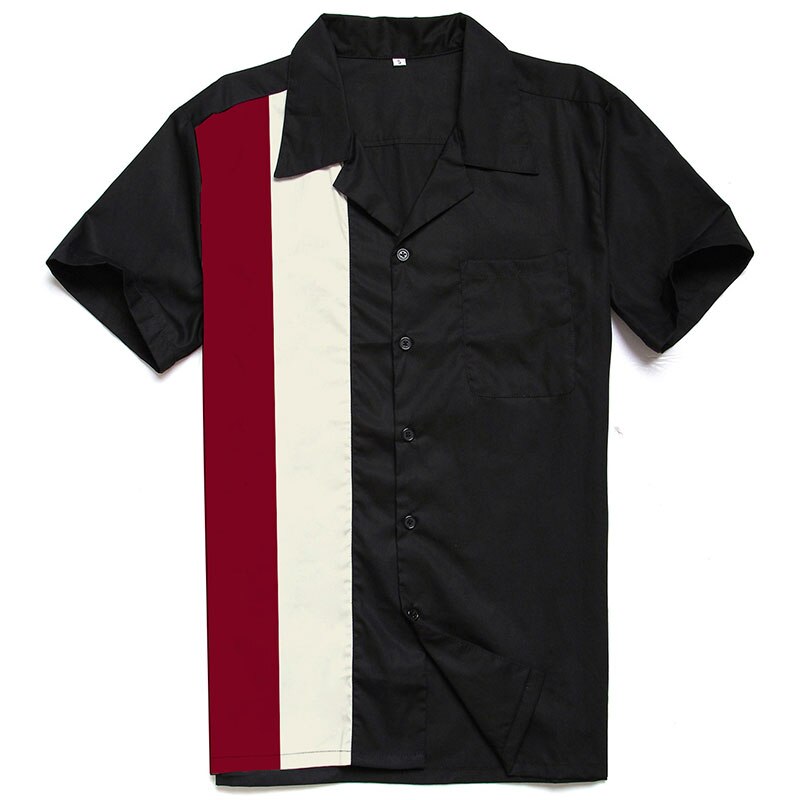 Charlie Harper Shirt Vertical Striped Shirts for Men 50s Rockabilly Shirt Button-Down Cotton Shirts Short Sleeve Vintage Dress: 4 / XL