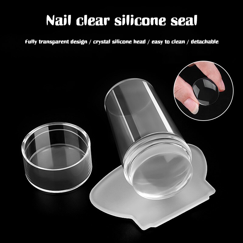 Pure Clear Jelly Siliconen Nail Stempelen Siliconen Nail Art Sjablonen Plaat Schraper Met Cap Art Stamper Schraper Makeup Tools