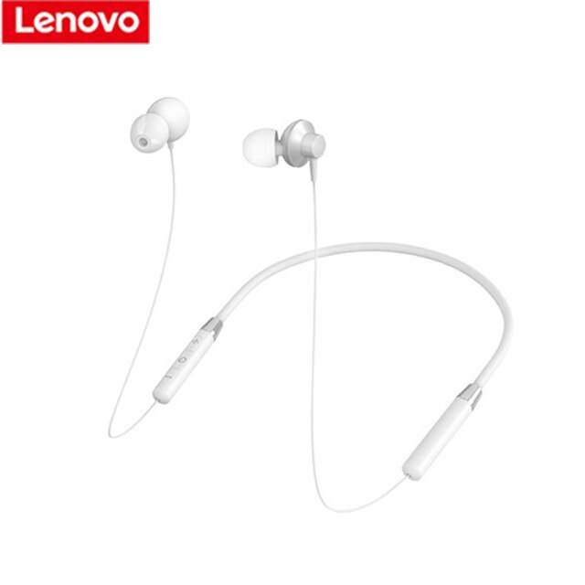 Lenovo HE05 Wireless Bluetooth 5.0 Magnetic Neckband Earphones Headset IPX5 Waterproof Sport Earbud Noise Cancelling Mic: HE05 white