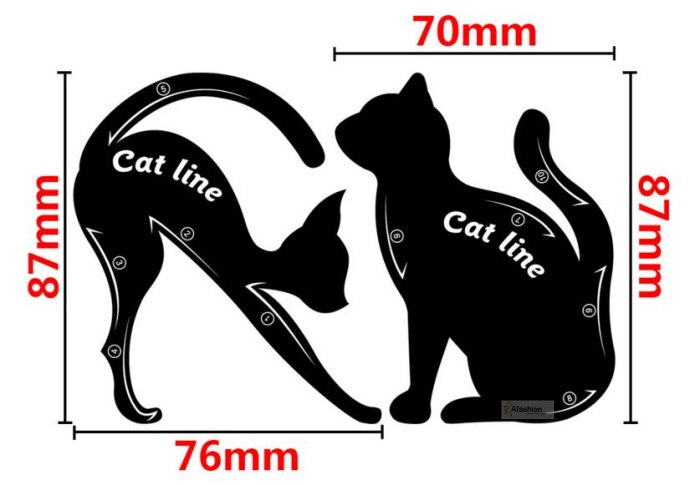 2 stücke Nette Katze Eyeliner Schablone Bausatz für augenbrauen führungsschablone Maquiagem lidschatten rahmen karte bilden Werkzeug