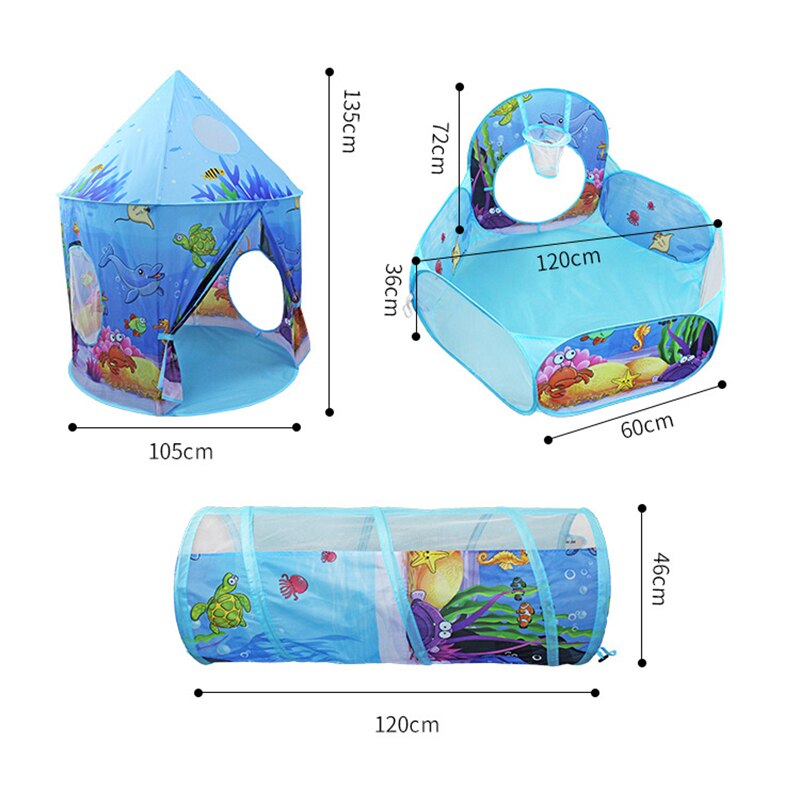 3 en 1 Portable jouet tente enfants tente jouet océan balle piscine enfants Tipi tentes ramper Tunnel piscine balle bébé jouer tentes